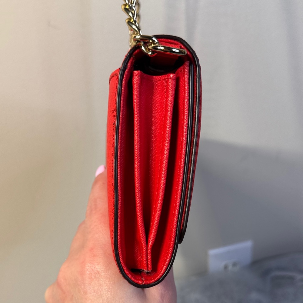 Michael Kors Red Saffiano Leather Wallet on a Chain - Gold Hardware - Picture 11 of 11